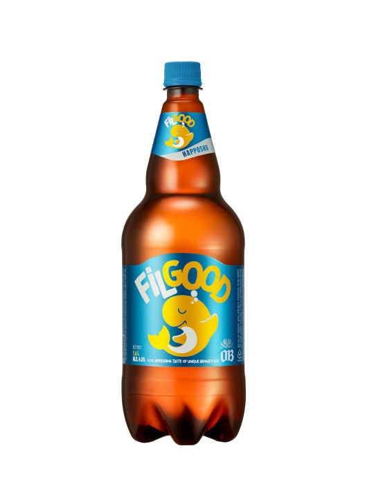 오비맥주가 발포주 신제품 '필굿(FiLGOOD)1.6L.<오비맥주 제공>